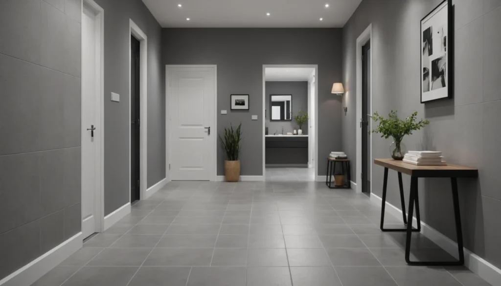 carrelage gris dans le couloir