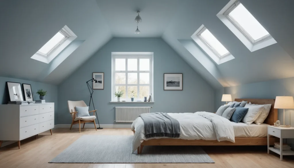 peindre une chambre avec pente de toit